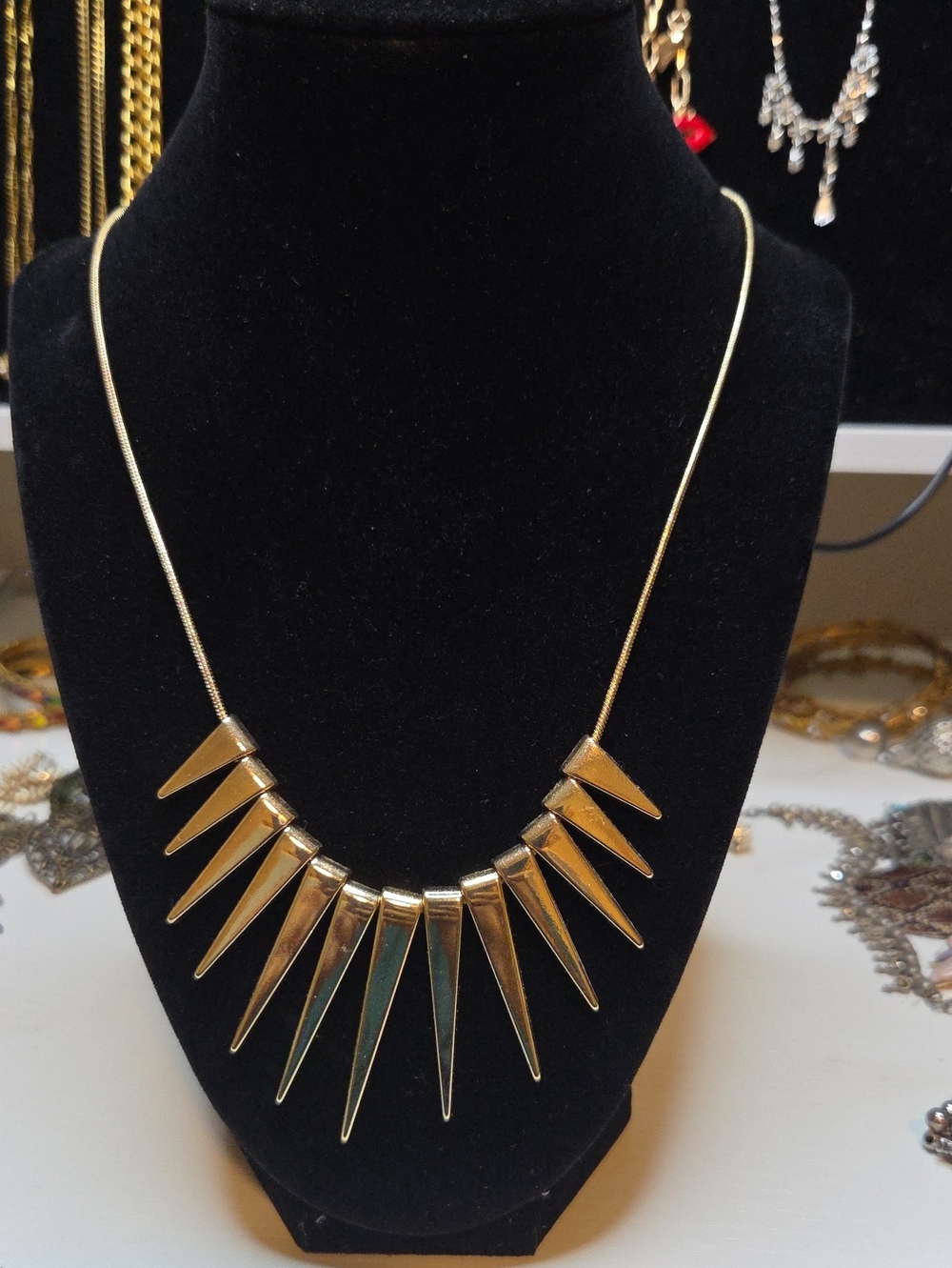 Express Gold Spike Bib Necklace